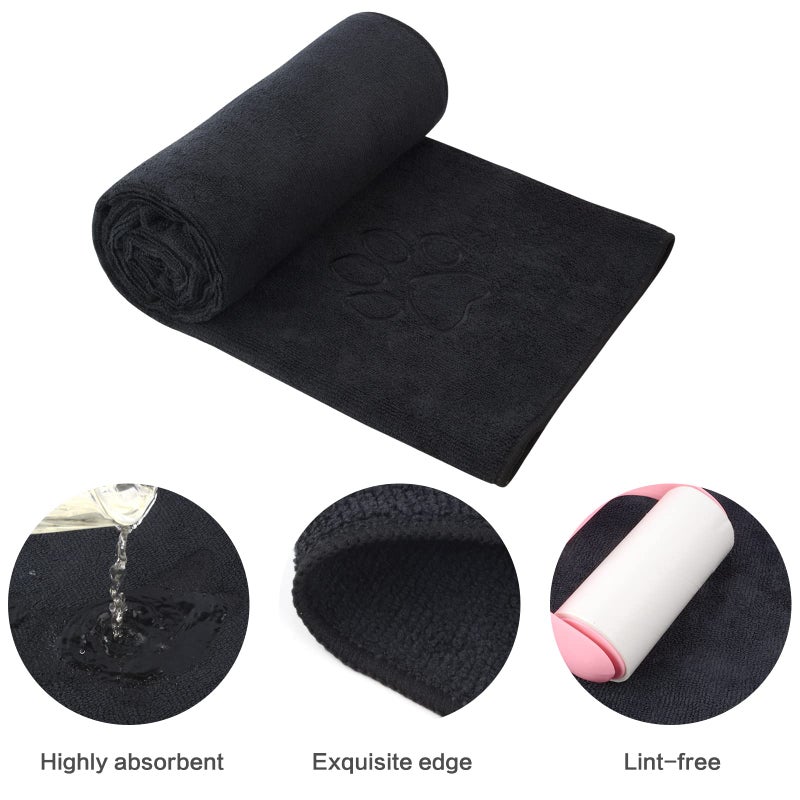 KinHwa Dog Towel Super Absorbent Pet Bath Towel Microfiber Dog Drying Towel for Small, Medium, Large Dogs and Cats 30inch x 50inch Black - Image 4